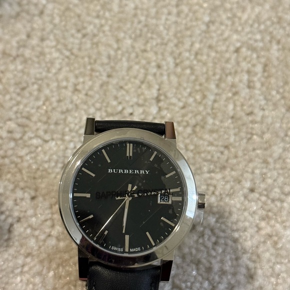 Burberry BU9009 Leather Strap Check Dial Men's Watch - Picture 4 of 5